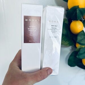 Monat age rewind nectar and sunveil sunscreen